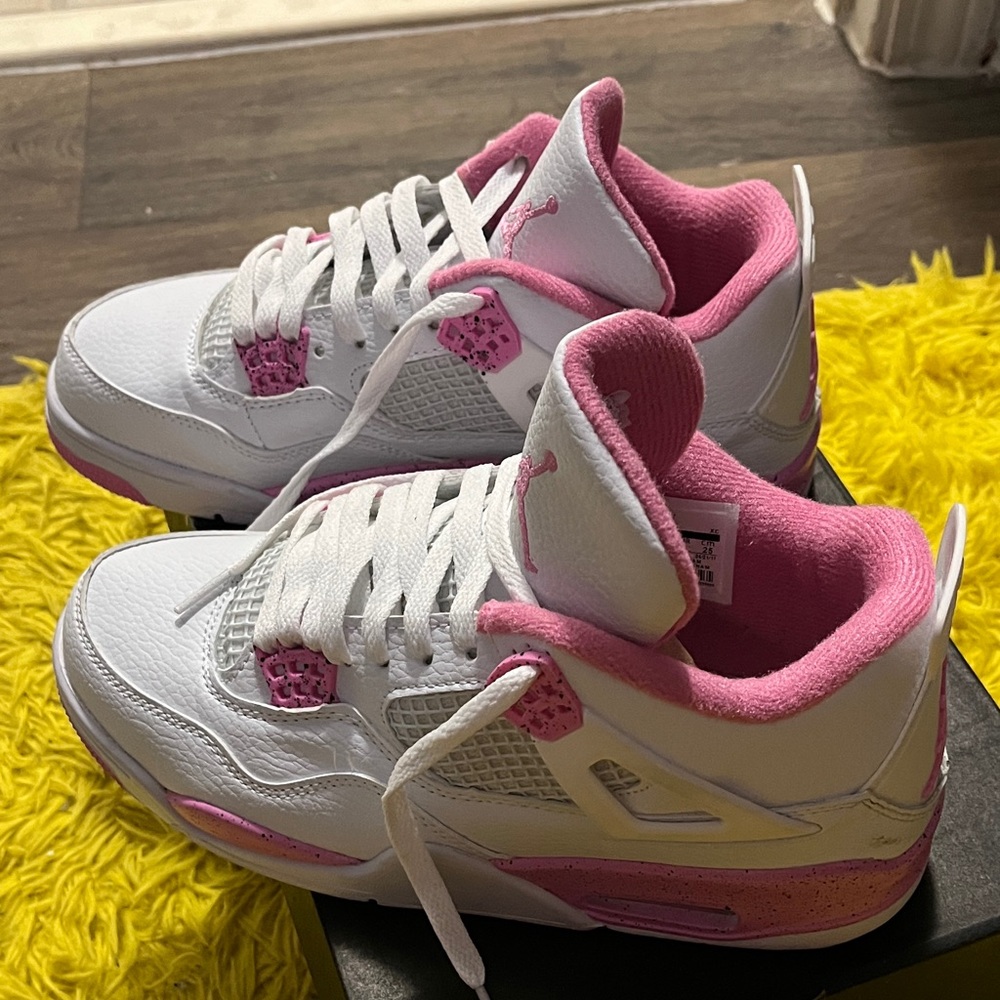 Pink + White Air Jordan Retro 4s